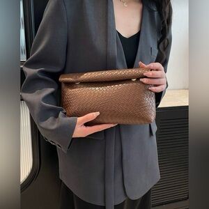 Brown Fold-Over Clutch